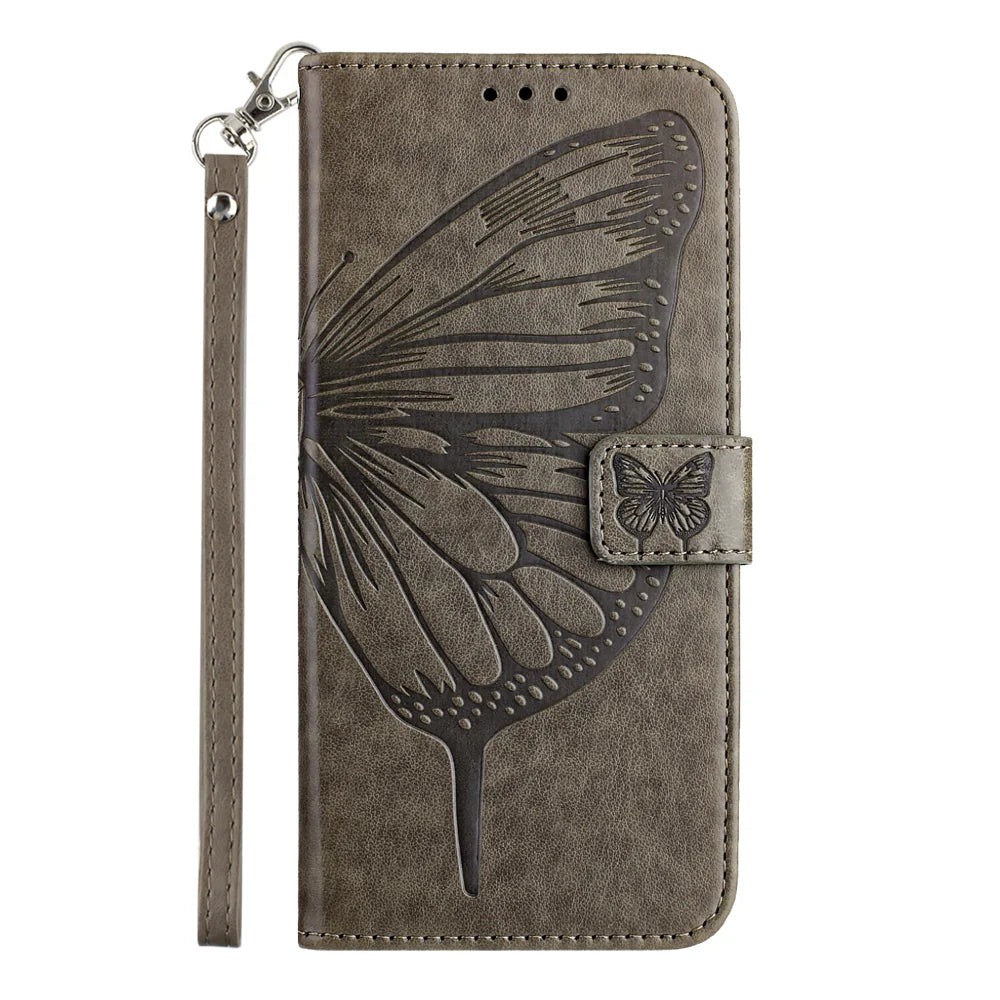 For Samsung Galaxy A16 5G Case YB Imprinting Series-4 Butterfly Flower Flip Wallet Leather Phone Cover