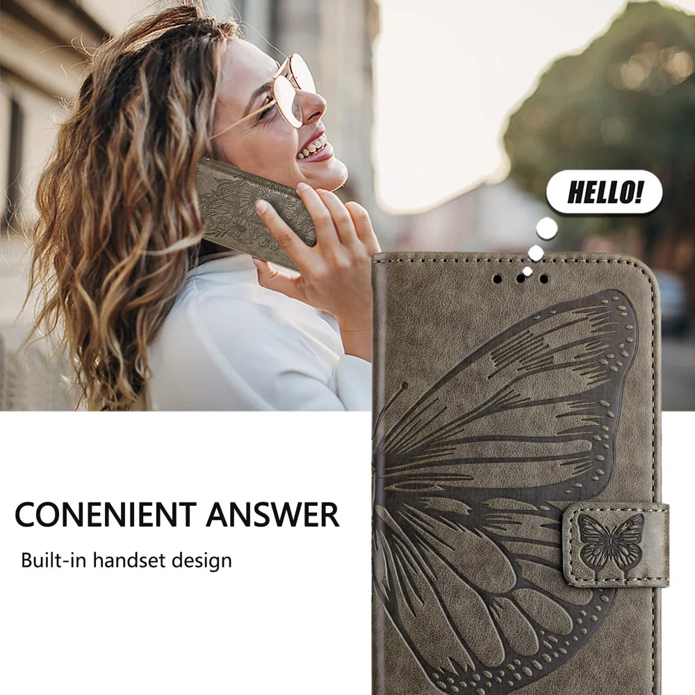 For Samsung Galaxy A16 5G Case YB Imprinting Series-4 Butterfly Flower Flip Wallet Leather Phone Cover