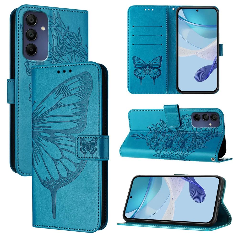 For Samsung Galaxy A16 5G Case YB Imprinting Series-4 Butterfly Flower Flip Wallet Leather Phone Cover