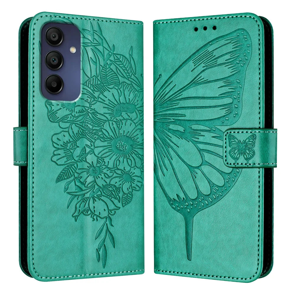 For Samsung Galaxy A16 5G Case YB Imprinting Series-4 Butterfly Flower Flip Wallet Leather Phone Cover