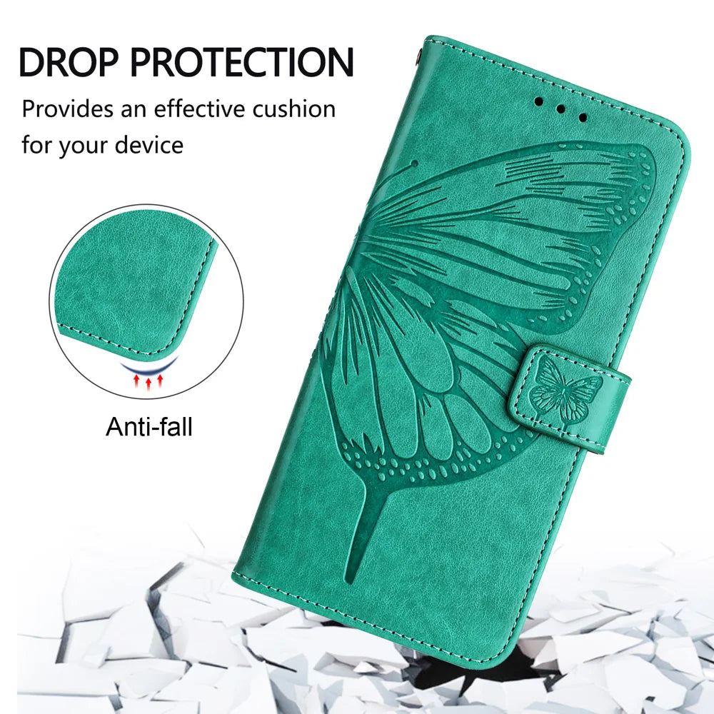 For Samsung Galaxy A16 5G Case YB Imprinting Series-4 Butterfly Flower Flip Wallet Leather Phone Cover