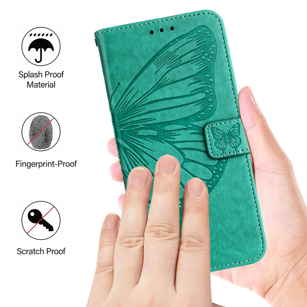 For Samsung Galaxy A16 5G Case YB Imprinting Series-4 Butterfly Flower Flip Wallet Leather Phone Cover