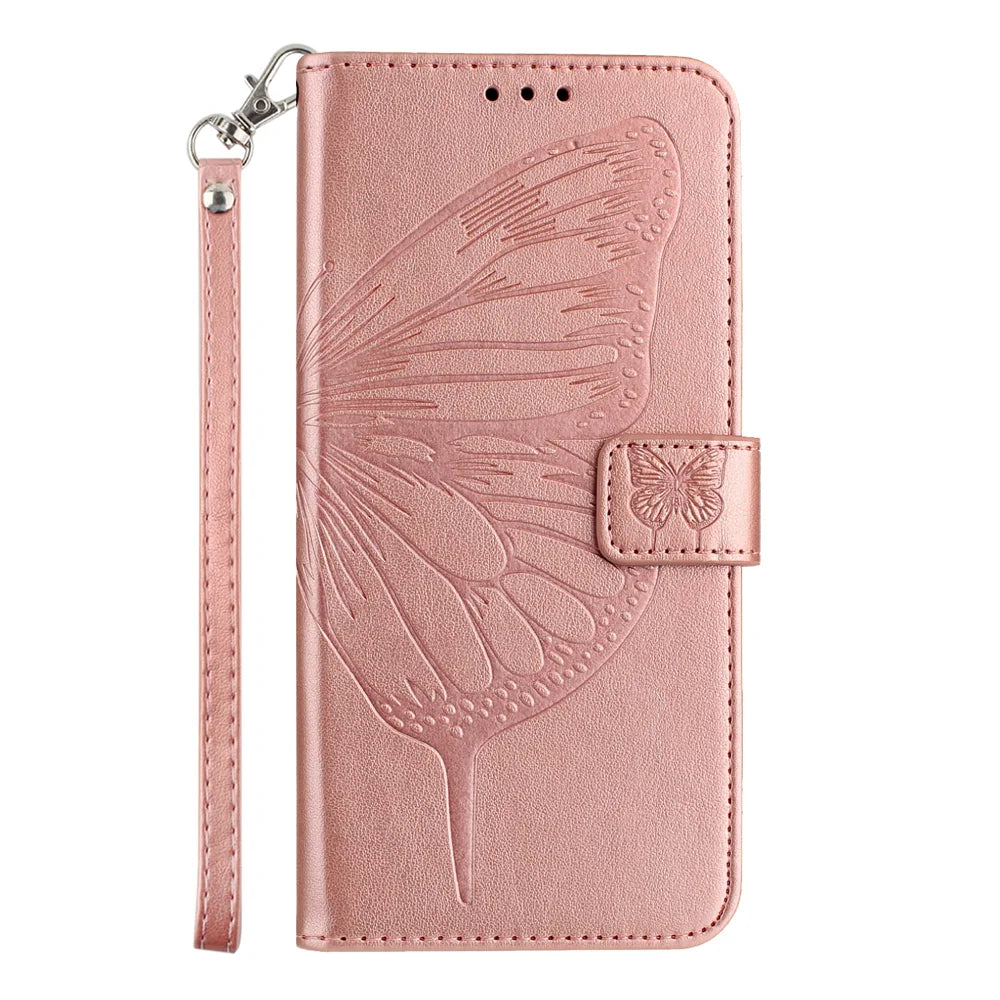 For Samsung Galaxy A16 5G Case YB Imprinting Series-4 Butterfly Flower Flip Wallet Leather Phone Cover