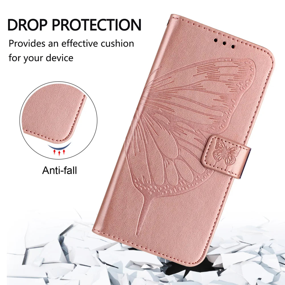 For Samsung Galaxy A16 5G Case YB Imprinting Series-4 Butterfly Flower Flip Wallet Leather Phone Cover