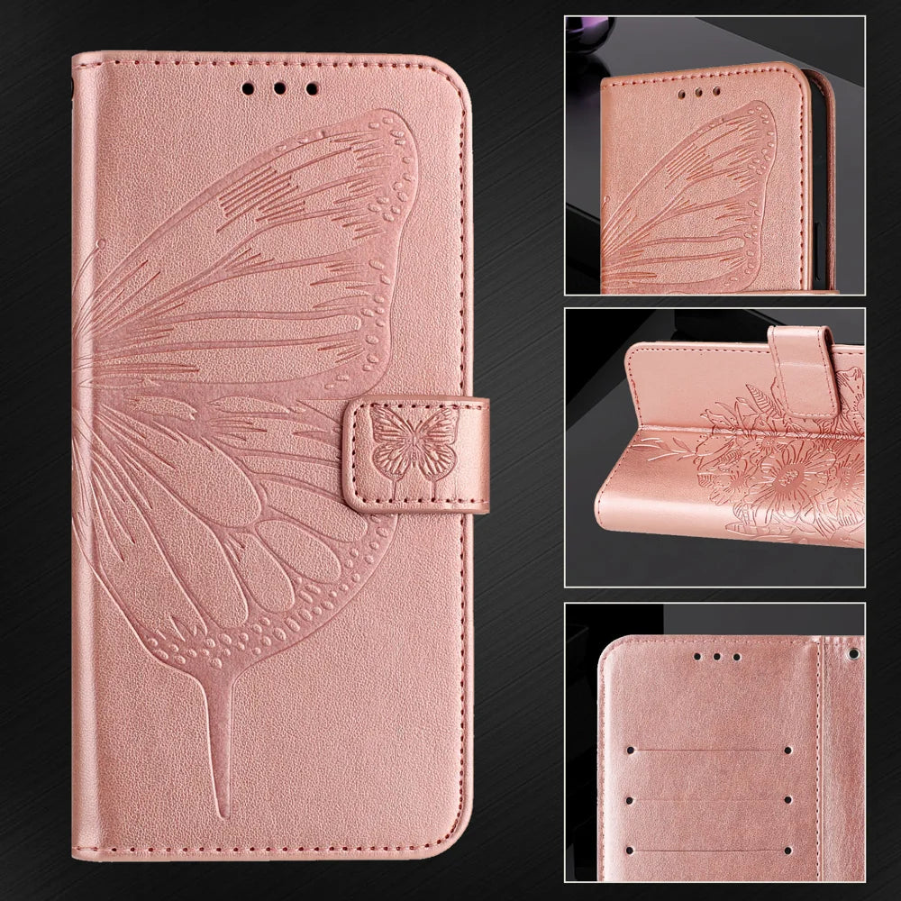 For Samsung Galaxy A16 5G Case YB Imprinting Series-4 Butterfly Flower Flip Wallet Leather Phone Cover