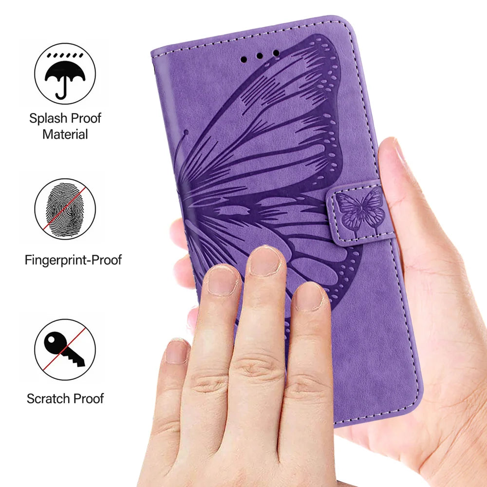 For Samsung Galaxy A16 5G Case YB Imprinting Series-4 Butterfly Flower Flip Wallet Leather Phone Cover