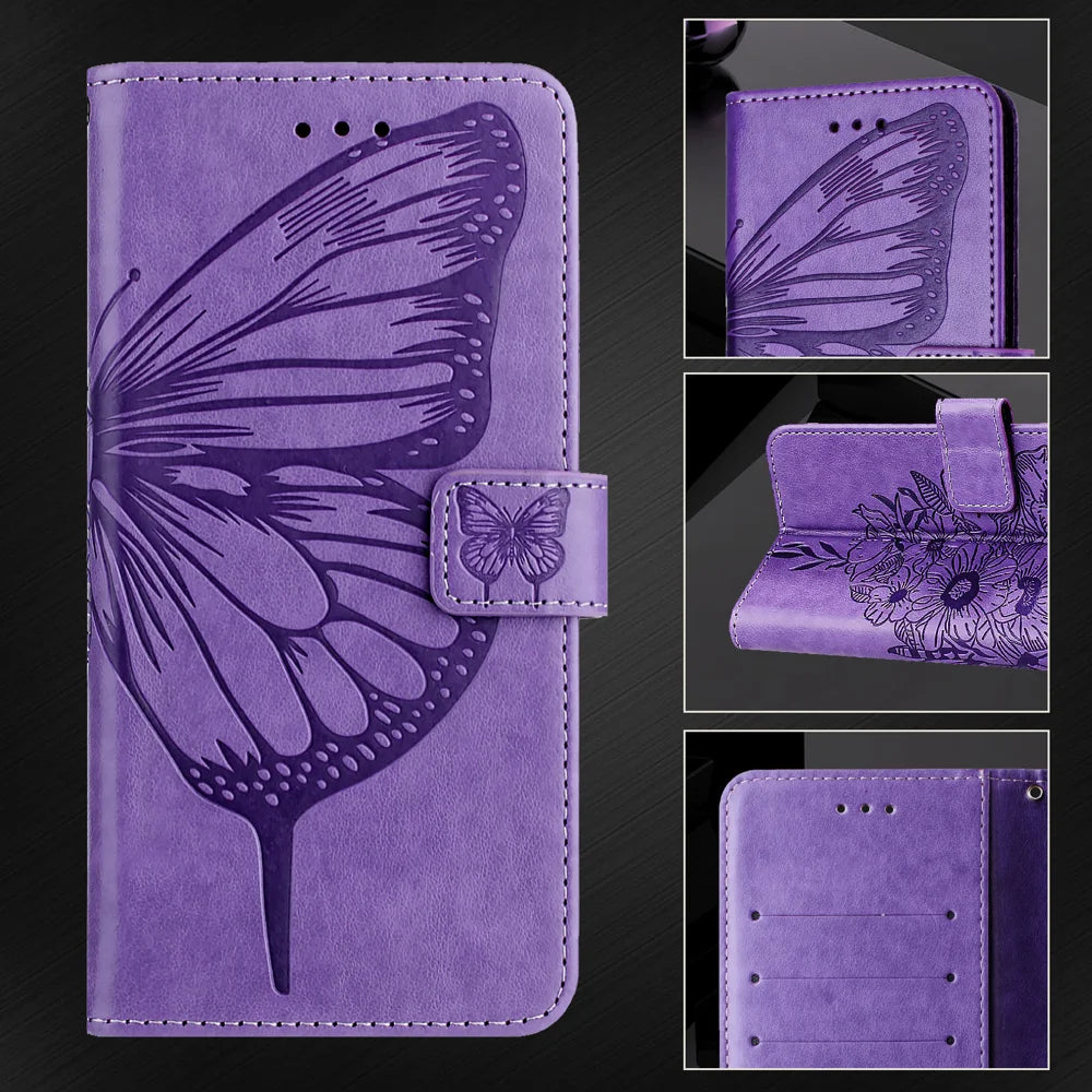 For Samsung Galaxy A16 5G Case YB Imprinting Series-4 Butterfly Flower Flip Wallet Leather Phone Cover