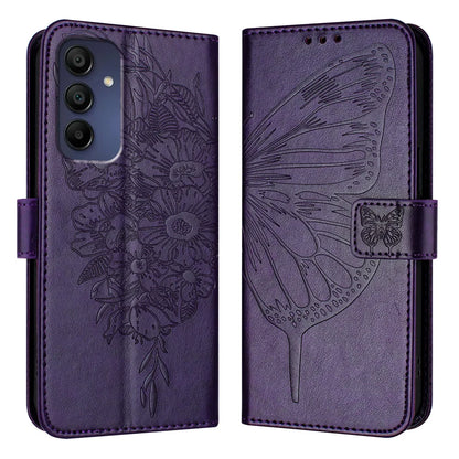 For Samsung Galaxy A16 5G Case YB Imprinting Series-4 Butterfly Flower Flip Wallet Leather Phone Cover