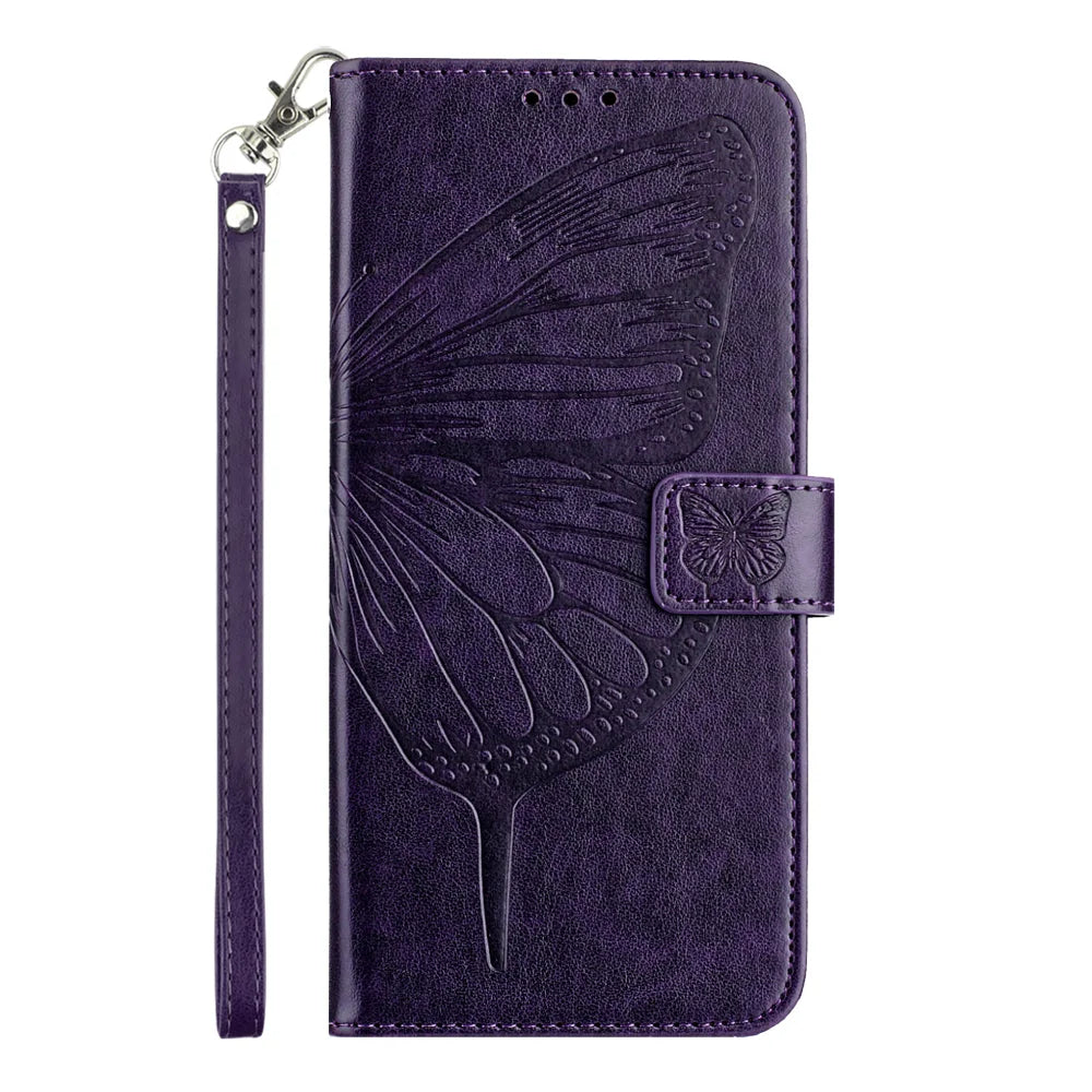 For Samsung Galaxy A16 5G Case YB Imprinting Series-4 Butterfly Flower Flip Wallet Leather Phone Cover