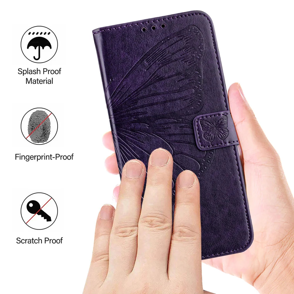 For Samsung Galaxy A16 5G Case YB Imprinting Series-4 Butterfly Flower Flip Wallet Leather Phone Cover