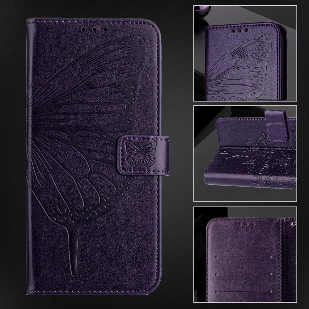 For Samsung Galaxy A16 5G Case YB Imprinting Series-4 Butterfly Flower Flip Wallet Leather Phone Cover