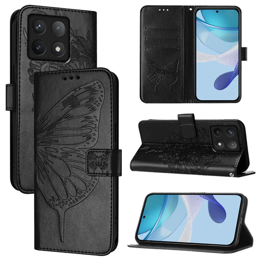For Xiaomi 14T Case YB Imprinting Series-4 Butterfly Flower Flip Wallet Leather Phone Cover