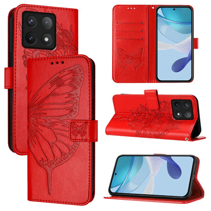 For Xiaomi 14T Case YB Imprinting Series-4 Butterfly Flower Flip Wallet Leather Phone Cover