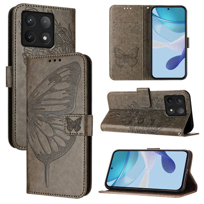 For Xiaomi 14T Case YB Imprinting Series-4 Butterfly Flower Flip Wallet Leather Phone Cover