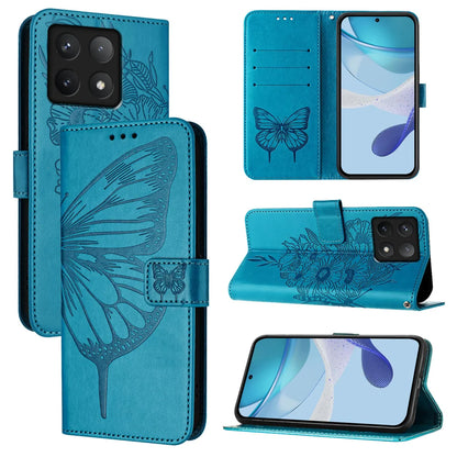 For Xiaomi 14T Case YB Imprinting Series-4 Butterfly Flower Flip Wallet Leather Phone Cover