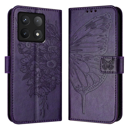 For Xiaomi 14T Case YB Imprinting Series-4 Butterfly Flower Flip Wallet Leather Phone Cover