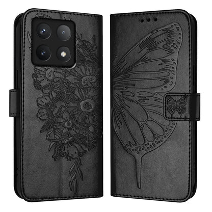 For Xiaomi 14T Pro Case YB Imprinting Series-4 Butterfly Flower Flip Wallet Leather Phone Cover