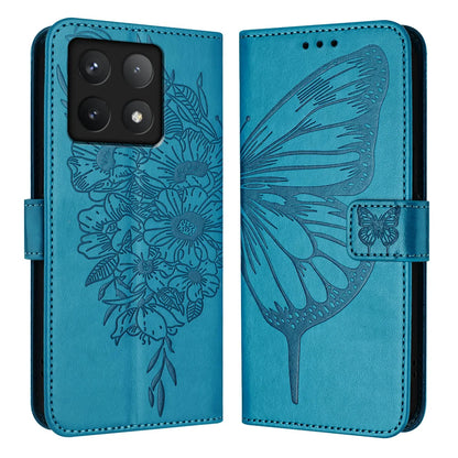 For Xiaomi 14T Pro Case YB Imprinting Series-4 Butterfly Flower Flip Wallet Leather Phone Cover