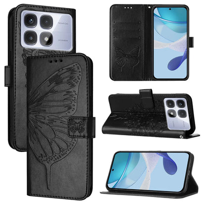 For Xiaomi Redmi K70 Ultra Case YB Imprinting Series-4 Butterfly Flower Flip Wallet Leather Phone Cover