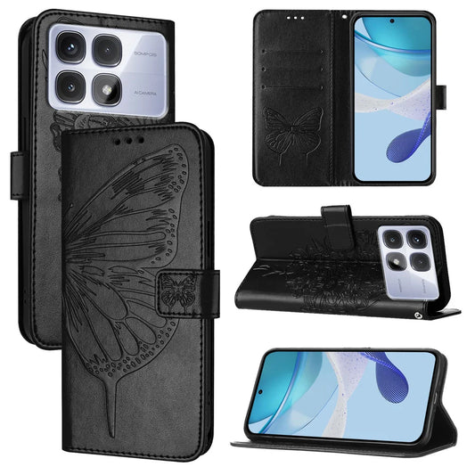 For Xiaomi Redmi K70 Ultra Case YB Imprinting Series-4 Butterfly Flower Flip Wallet Leather Phone Cover