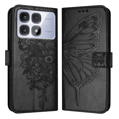 For Xiaomi Redmi K70 Ultra Case YB Imprinting Series-4 Butterfly Flower Flip Wallet Leather Phone Cover