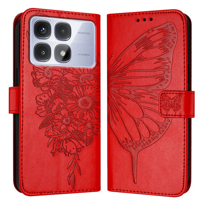 For Xiaomi Redmi K70 Ultra Case YB Imprinting Series-4 Butterfly Flower Flip Wallet Leather Phone Cover