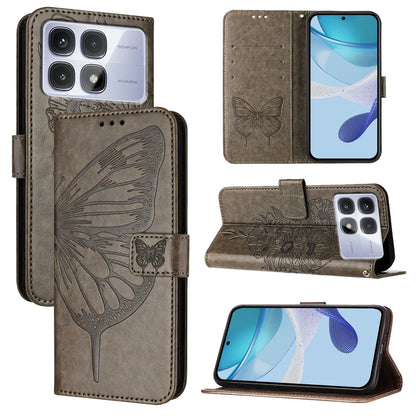 For Xiaomi Redmi K70 Ultra Case YB Imprinting Series-4 Butterfly Flower Flip Wallet Leather Phone Cover