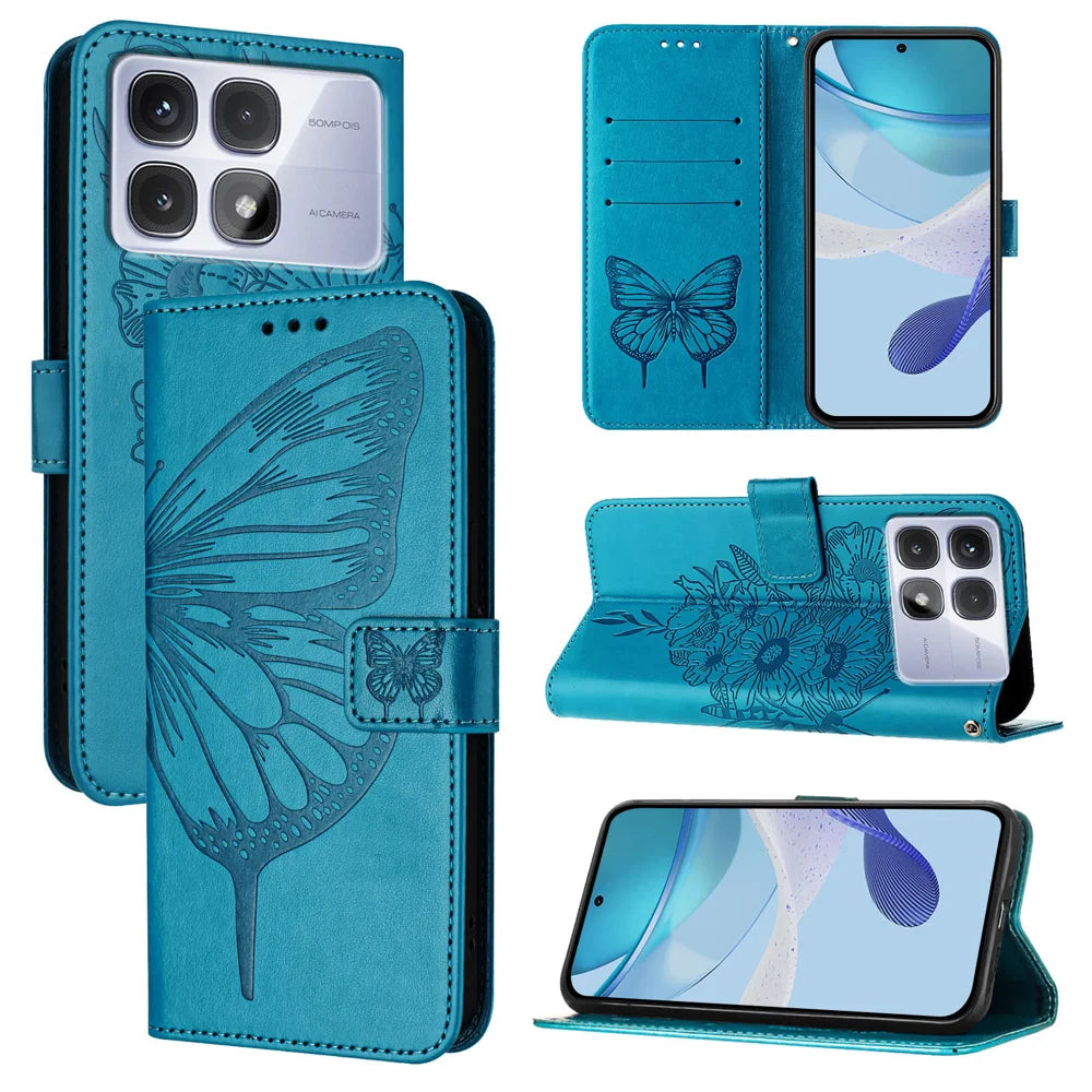 For Xiaomi Redmi K70 Ultra Case YB Imprinting Series-4 Butterfly Flower Flip Wallet Leather Phone Cover
