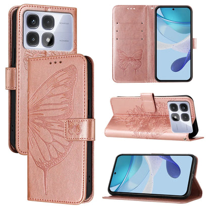 For Xiaomi Redmi K70 Ultra Case YB Imprinting Series-4 Butterfly Flower Flip Wallet Leather Phone Cover