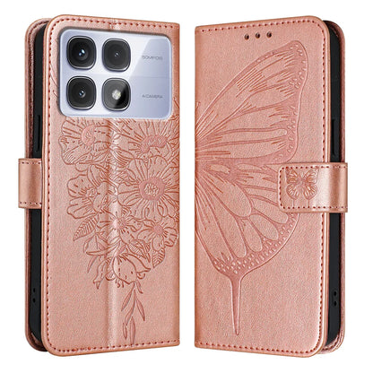 For Xiaomi Redmi K70 Ultra Case YB Imprinting Series-4 Butterfly Flower Flip Wallet Leather Phone Cover