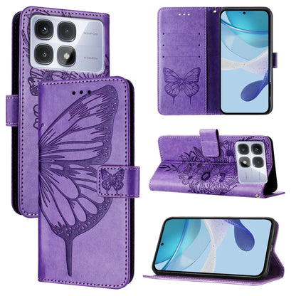 For Xiaomi Redmi K70 Ultra Case YB Imprinting Series-4 Butterfly Flower Flip Wallet Leather Phone Cover