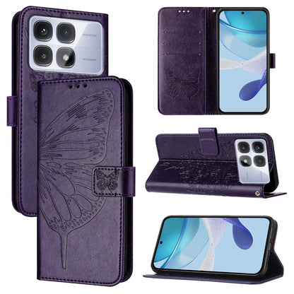 For Xiaomi Redmi K70 Ultra Case YB Imprinting Series-4 Butterfly Flower Flip Wallet Leather Phone Cover