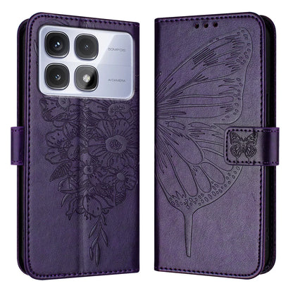 For Xiaomi Redmi K70 Ultra Case YB Imprinting Series-4 Butterfly Flower Flip Wallet Leather Phone Cover