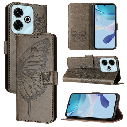 For Xiaomi Redmi 13 4G Case YB Imprinting Series-4 Butterfly Flower Flip Wallet Leather Phone Cover
