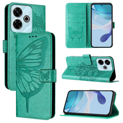 For Xiaomi Redmi 13 4G Case YB Imprinting Series-4 Butterfly Flower Flip Wallet Leather Phone Cover