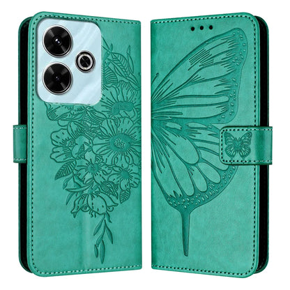 For Xiaomi Redmi 13 4G Case YB Imprinting Series-4 Butterfly Flower Flip Wallet Leather Phone Cover