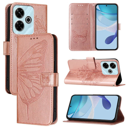 For Xiaomi Redmi 13 4G Case YB Imprinting Series-4 Butterfly Flower Flip Wallet Leather Phone Cover