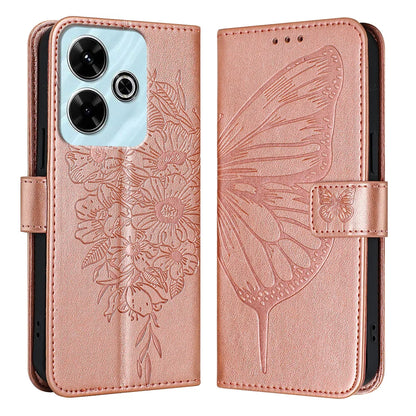 For Xiaomi Redmi 13 4G Case YB Imprinting Series-4 Butterfly Flower Flip Wallet Leather Phone Cover
