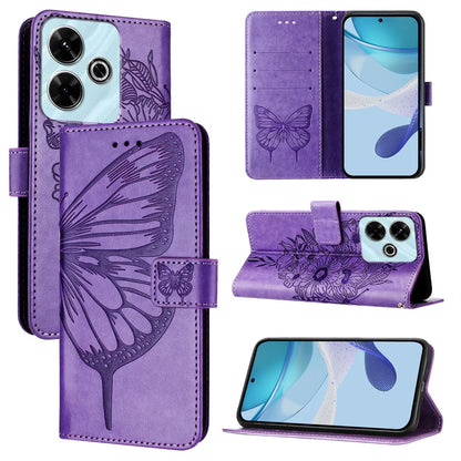 For Xiaomi Redmi 13 4G Case YB Imprinting Series-4 Butterfly Flower Flip Wallet Leather Phone Cover