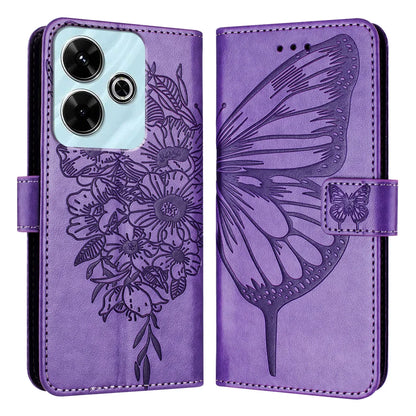 For Xiaomi Redmi 13 4G Case YB Imprinting Series-4 Butterfly Flower Flip Wallet Leather Phone Cover
