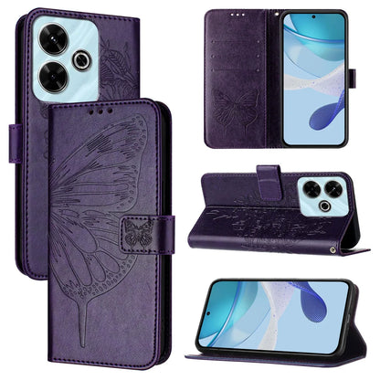 For Xiaomi Redmi 13 4G Case YB Imprinting Series-4 Butterfly Flower Flip Wallet Leather Phone Cover