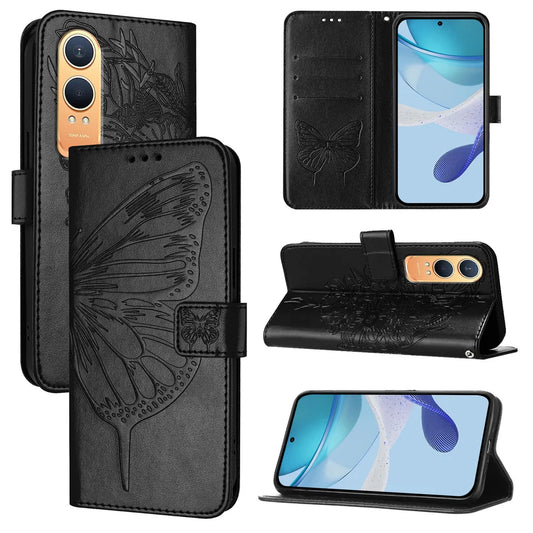 For OnePlus Nord CE4 Lite 5G Case YB Imprinting Series-4 Butterfly Flower Flip Wallet Leather Phone Cover