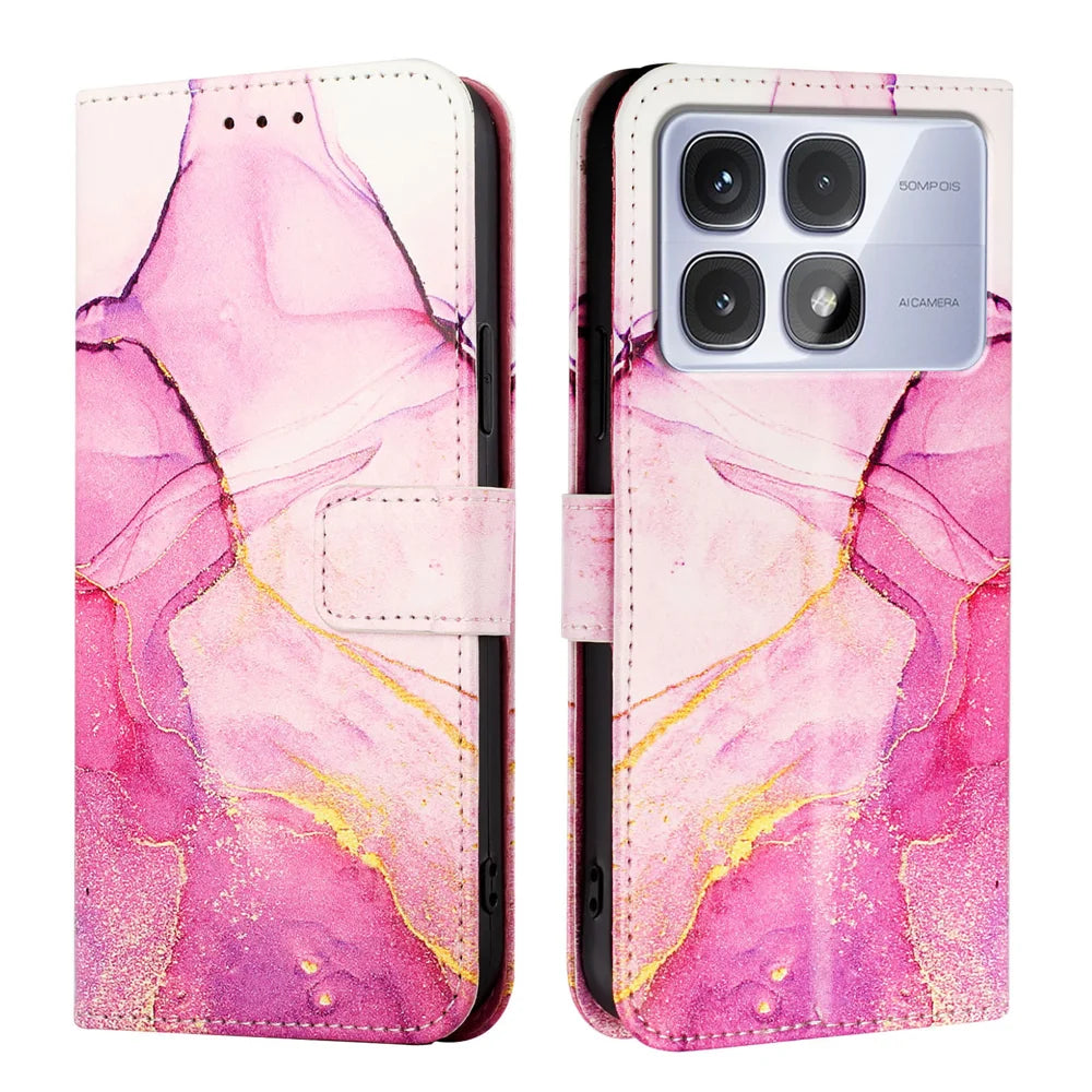 For Xiaomi Redmi K70 Ultra Case YB Pattern Printing Leather Series-5   Marble Pattern Wallet Phone Cover