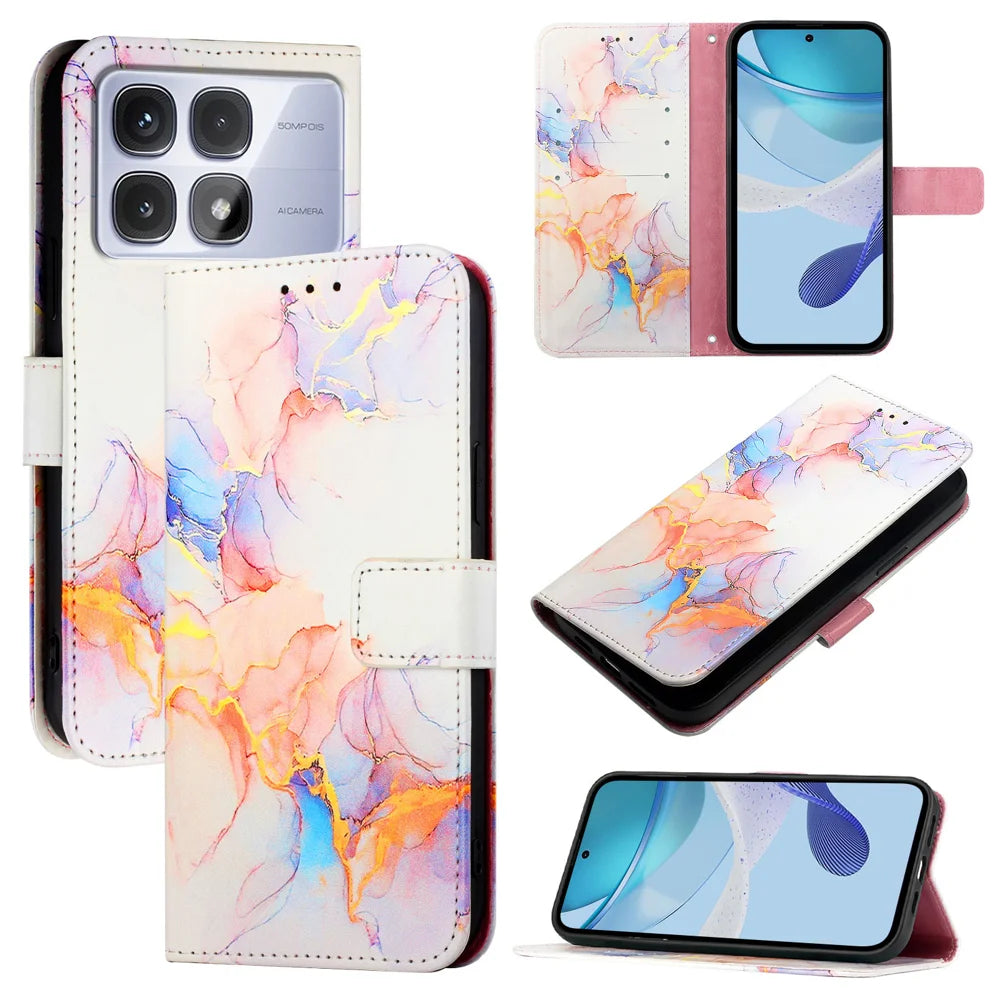 For Xiaomi Redmi K70 Ultra Case YB Pattern Printing Leather Series-5   Marble Pattern Wallet Phone Cover