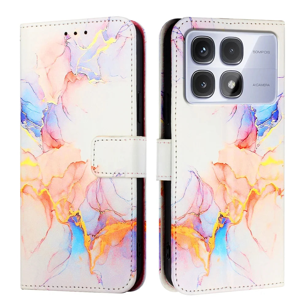 For Xiaomi Redmi K70 Ultra Case YB Pattern Printing Leather Series-5   Marble Pattern Wallet Phone Cover