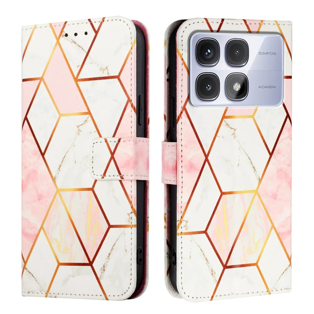 For Xiaomi Redmi K70 Ultra Case YB Pattern Printing Leather Series-5   Marble Pattern Wallet Phone Cover