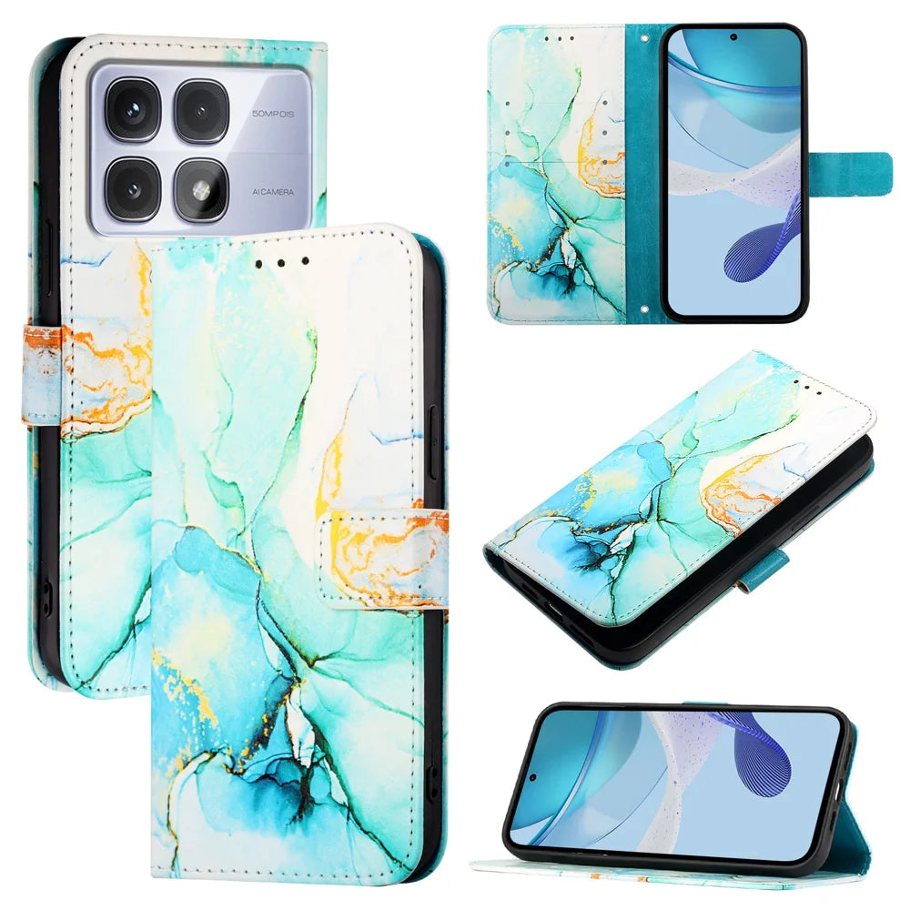 For Xiaomi Redmi K70 Ultra Case YB Pattern Printing Leather Series-5   Marble Pattern Wallet Phone Cover