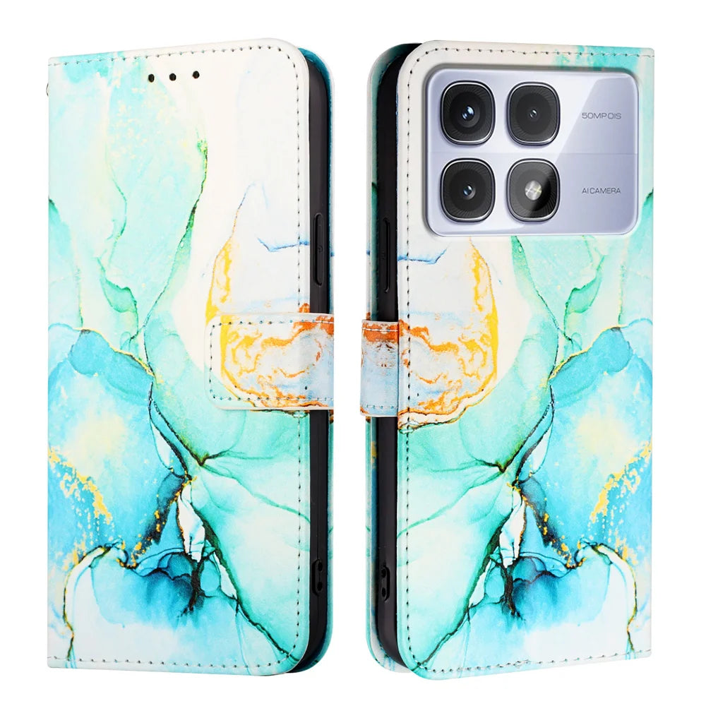 For Xiaomi Redmi K70 Ultra Case YB Pattern Printing Leather Series-5   Marble Pattern Wallet Phone Cover