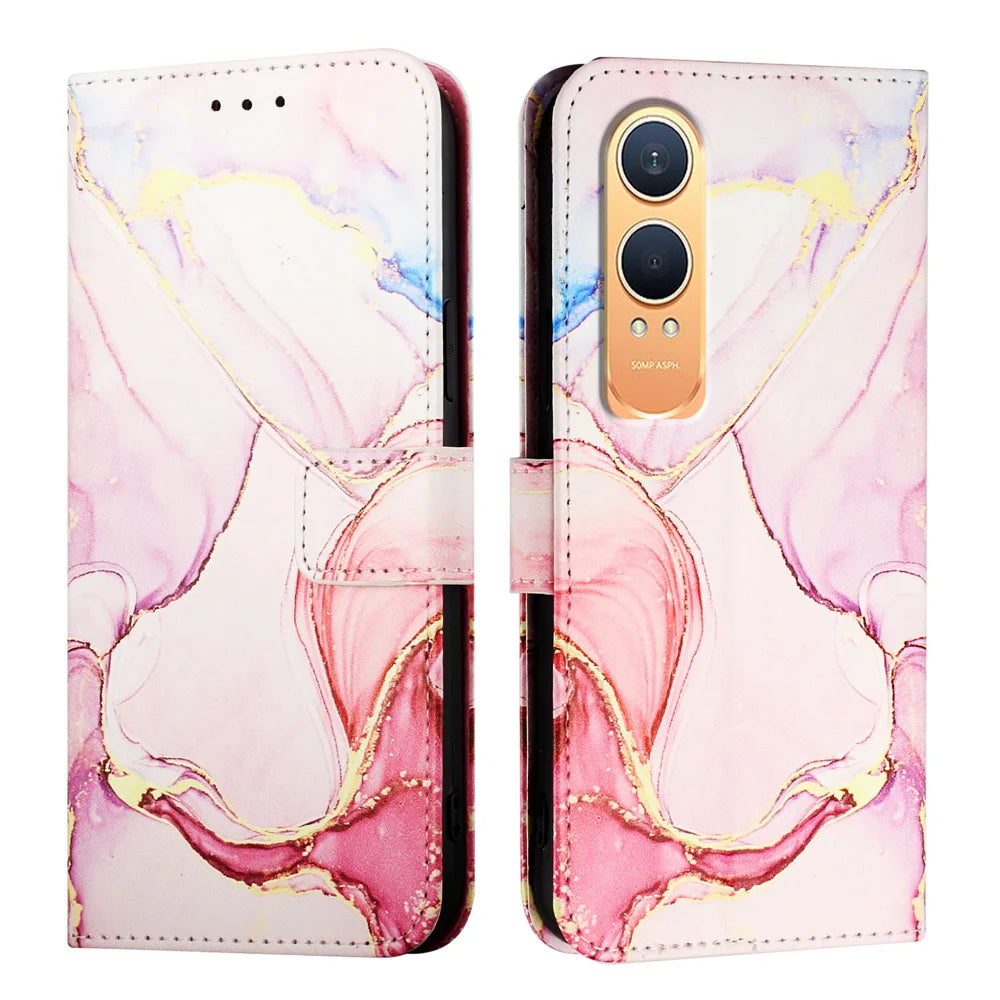 For OnePlus Nord CE4 Lite 5G Case YB Pattern Printing Leather Series-5   Marble Pattern Wallet Phone Cover