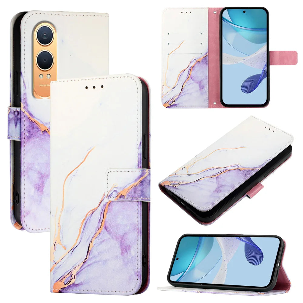 For OnePlus Nord CE4 Lite 5G Case YB Pattern Printing Leather Series-5   Marble Pattern Wallet Phone Cover